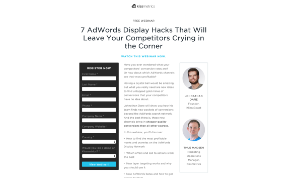 webinar landing page