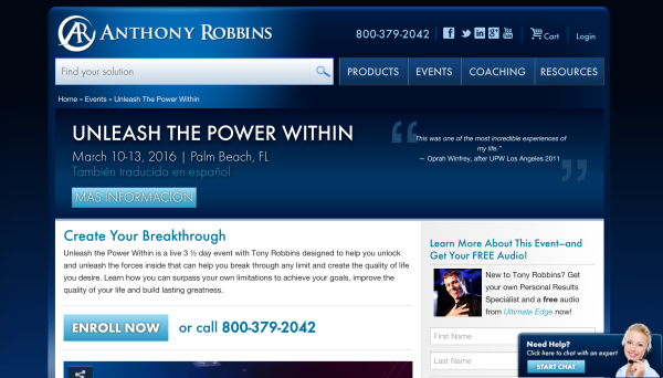 dated landing page