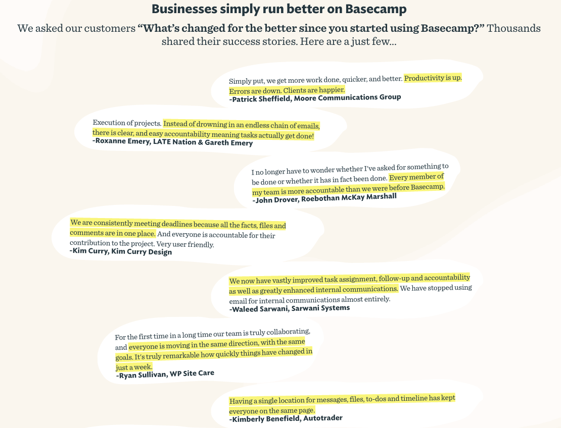 basecamp testimonials