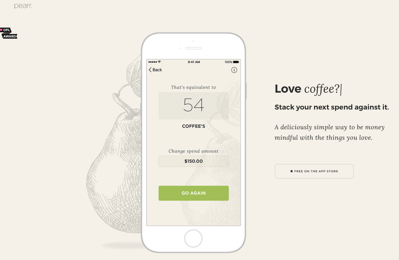 pearr mobile app landing page