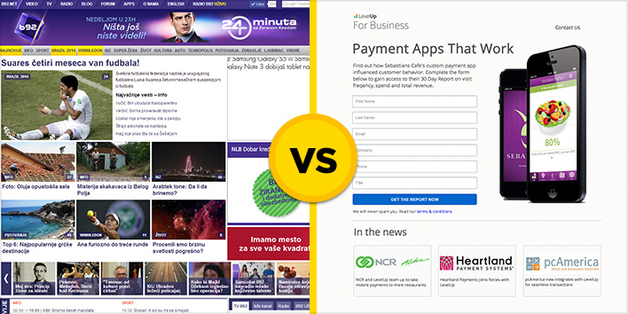 cluttered landing page