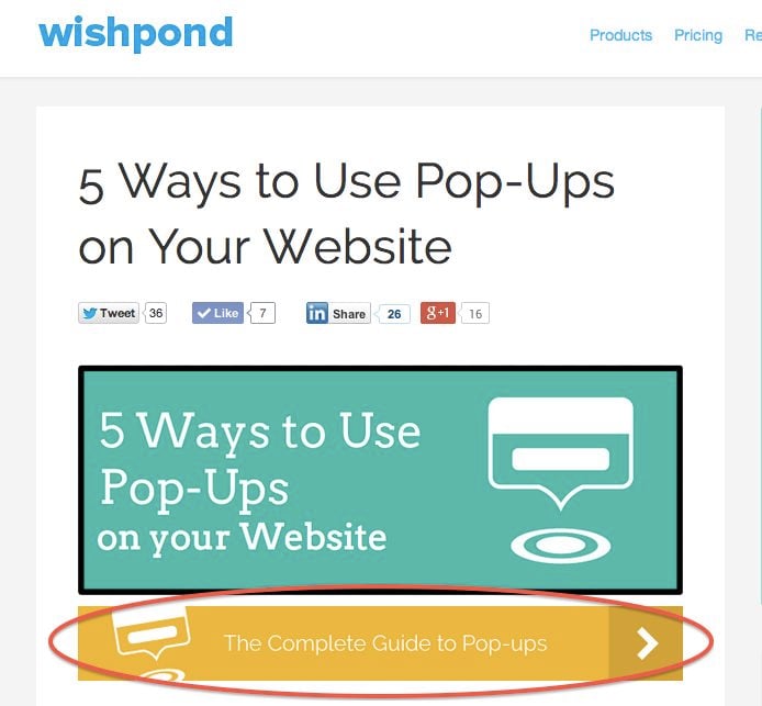 wishpond click popup