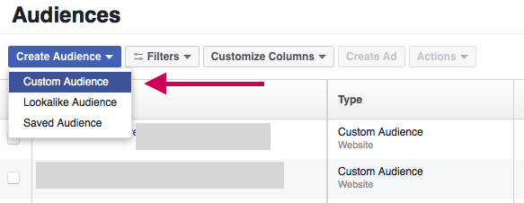 Facebook create a custom audience