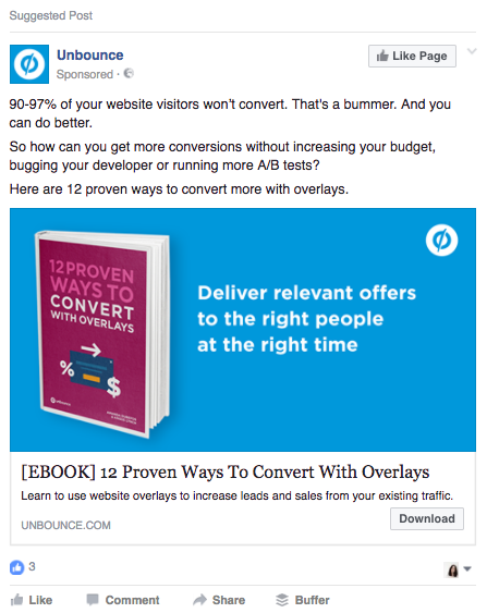 Unbounce remarketing ad