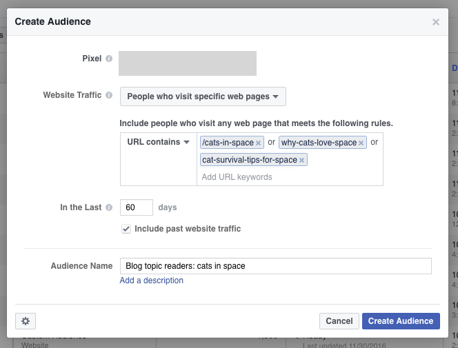 retarget specific blog pages
