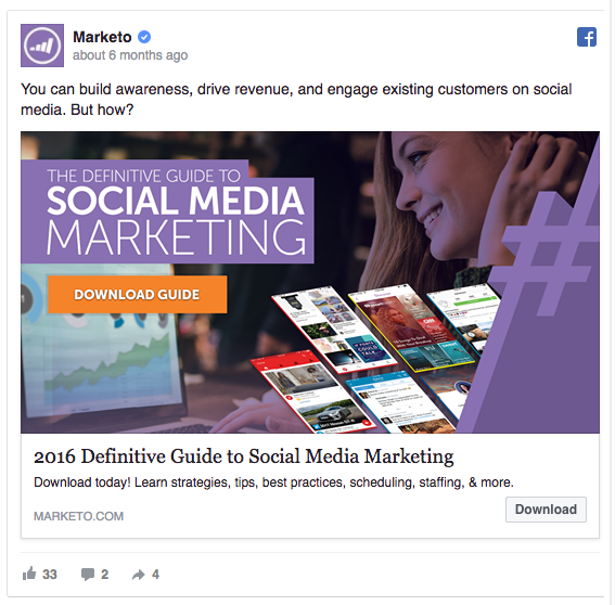 Use Facebook Lead Ads to collect new leads like Marketo