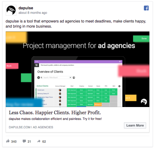 Learn to Facebook A/B test like dapulse