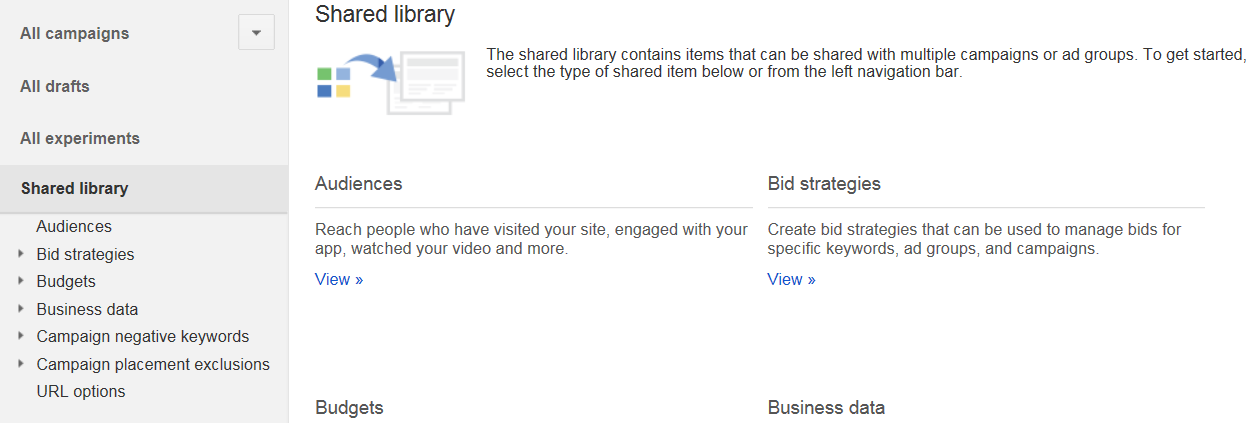 Shared library is on the left hand since in your AdWords UI