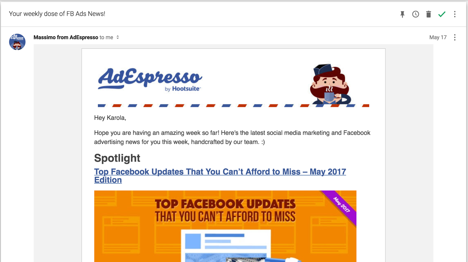 AdEspresso’s marketing email