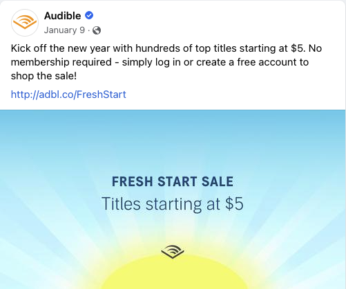 Audible app Facebook ad