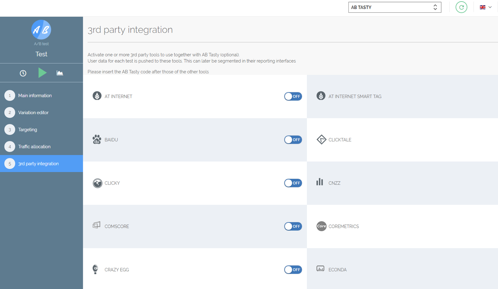 A/B third-party integration