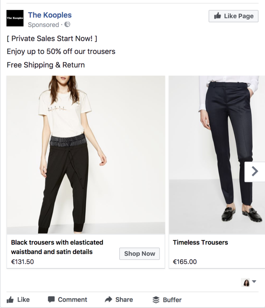 Carousel ads are perfect for ecommerce.