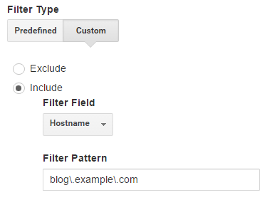 Richten Sie einen Filter ein, um nur Ihre Blog-Subdomain anzuzeigen.