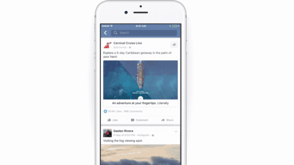 This canvas ad for Carnival literally lets users “set sail.”