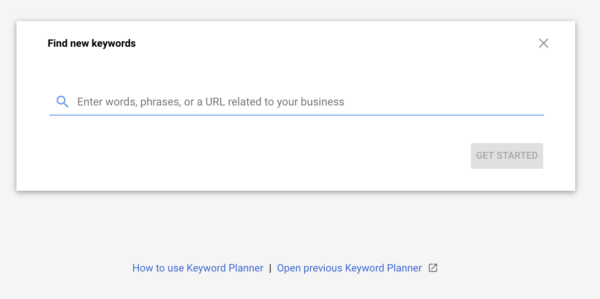 Google Keyword Planner - New Keywords