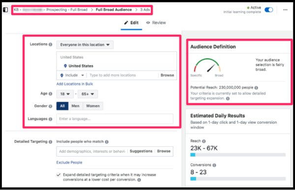 full broad 3 scaling facebook ads