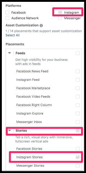 select instagram stories ad