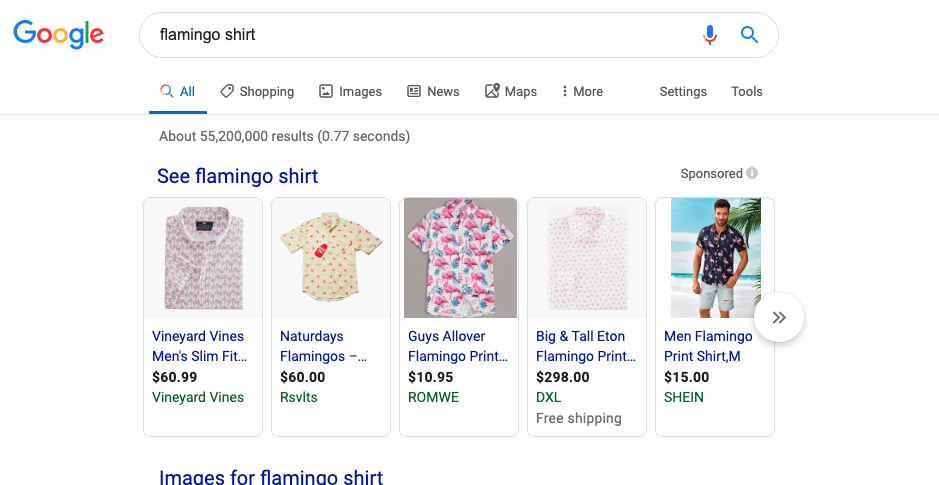 Google Shopping Statistics ad example