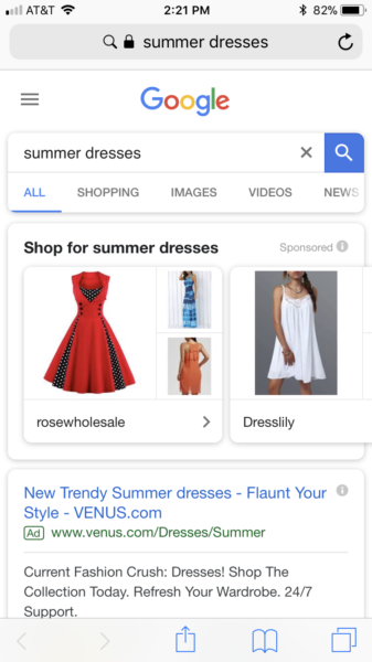 Google Shopping Statistics showcase ad