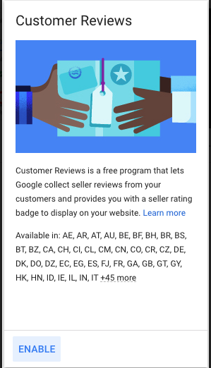 Enabling Customer Reviews program w Google Ads