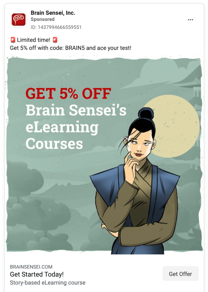 Brain Sensei Facebook Ad Example