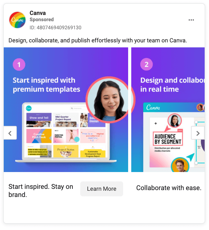Canva Carousel Facebook Ad Example