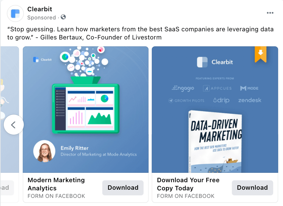 Facebook carousel deals ad examples 2020