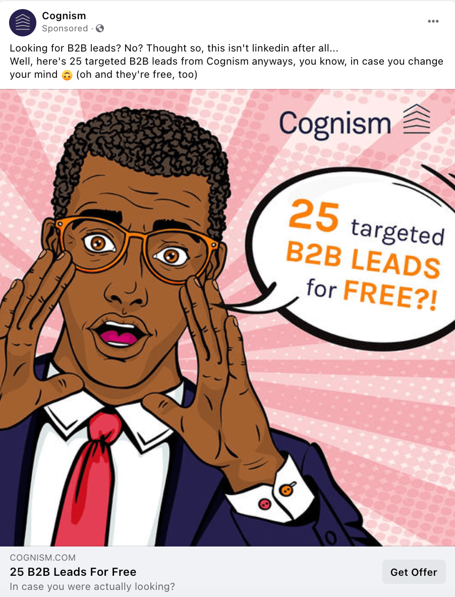 Cognism promotional offer Facebook ad example