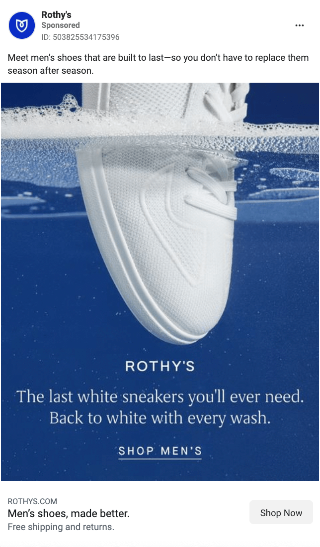 Rothys Facebook Ad Example