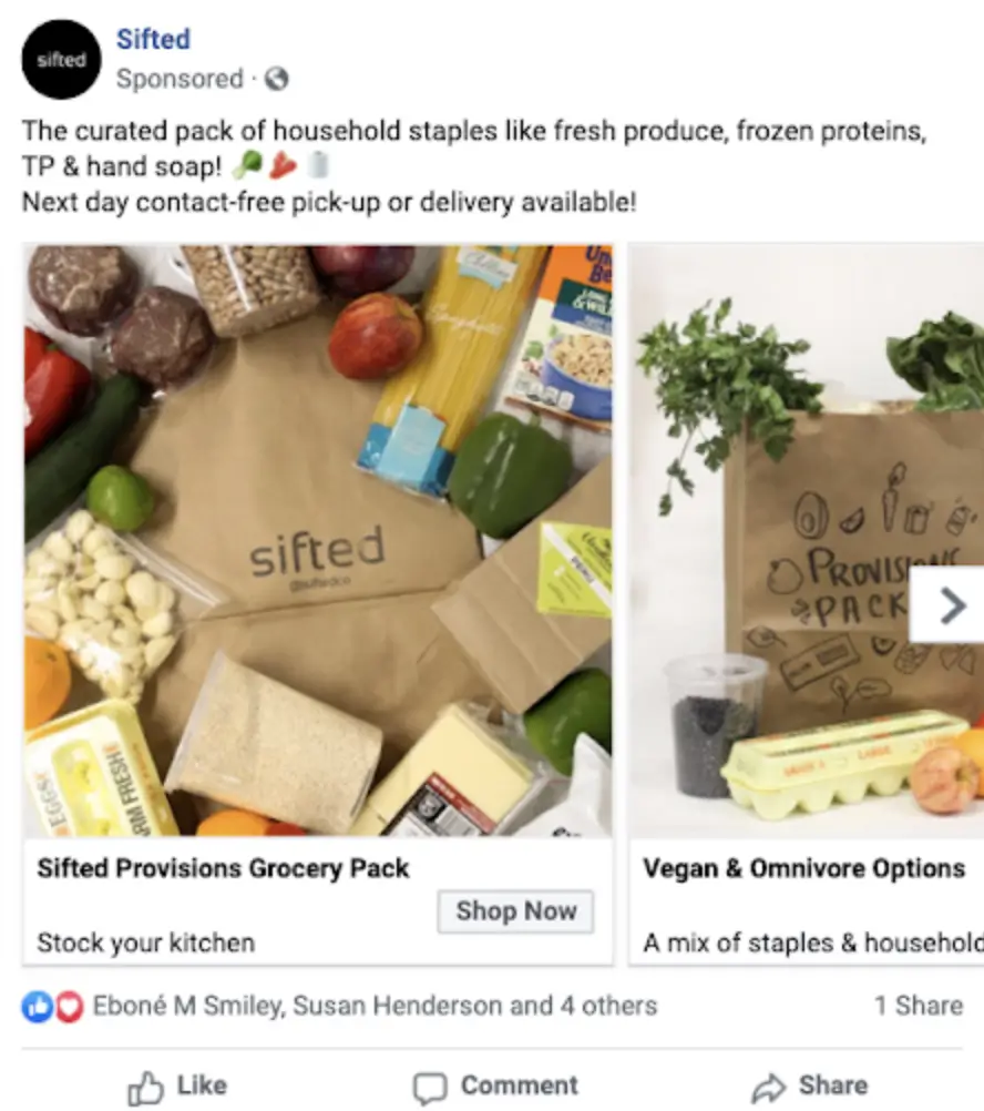 Sifted Facebook Ad Example