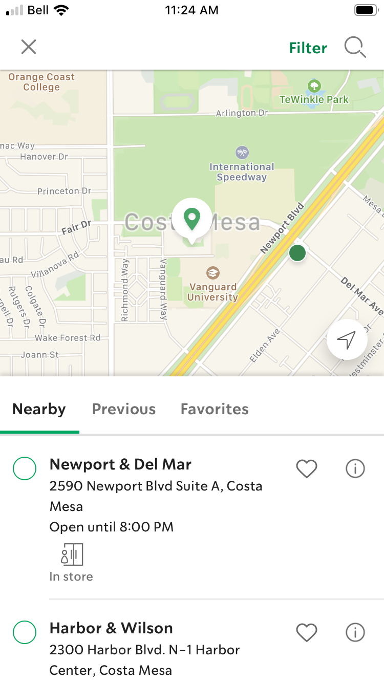location search on mobile app