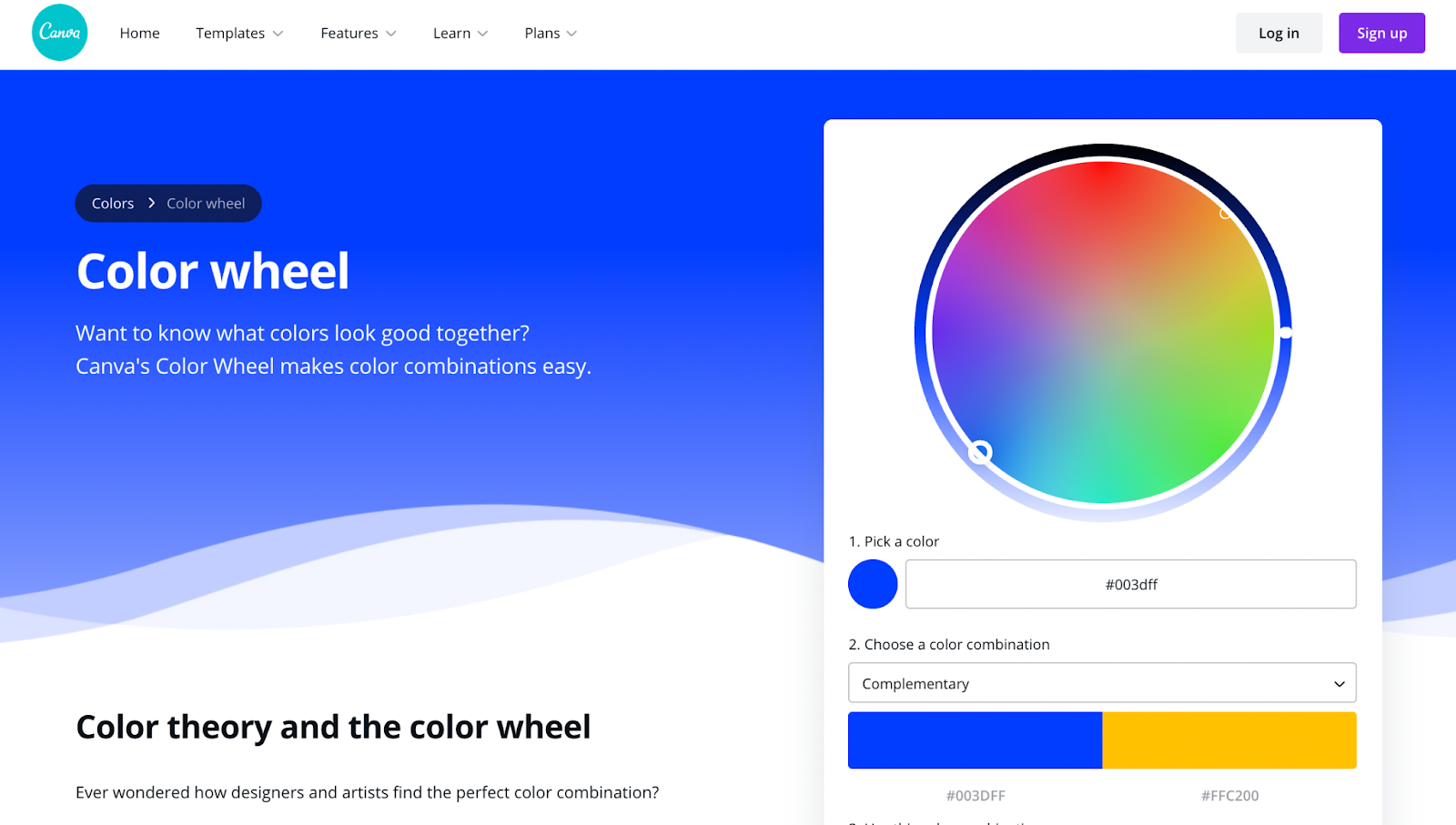 Canva color wheel tool