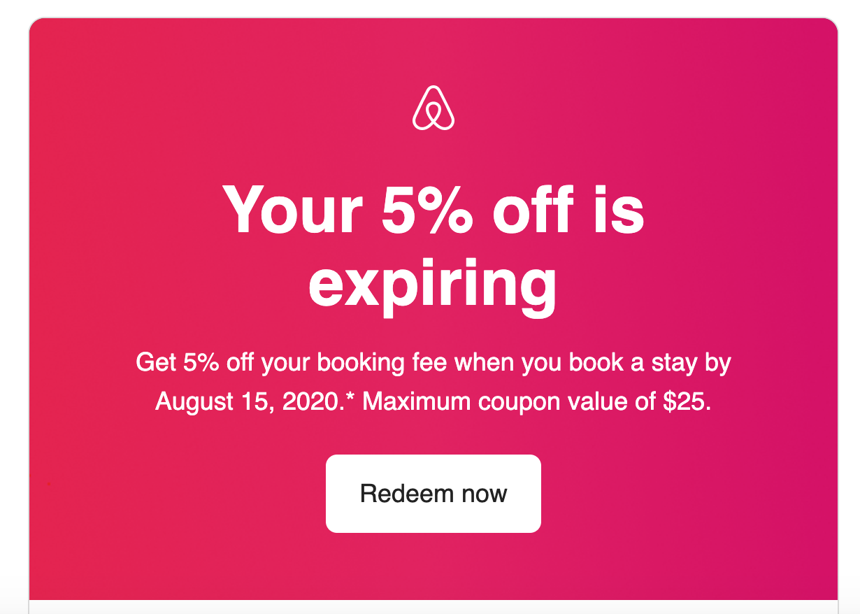 Airbnb Redeem Now CTA