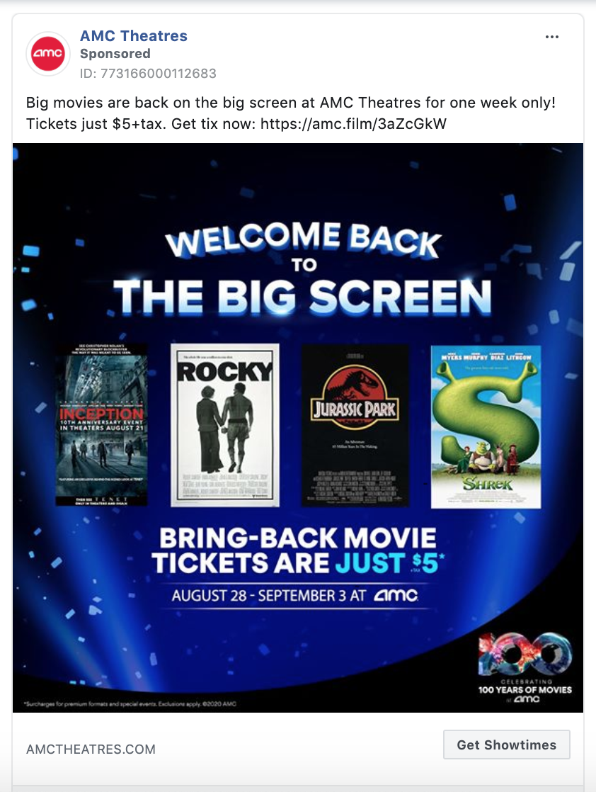 AMC Theatres Get Showtimes CTA