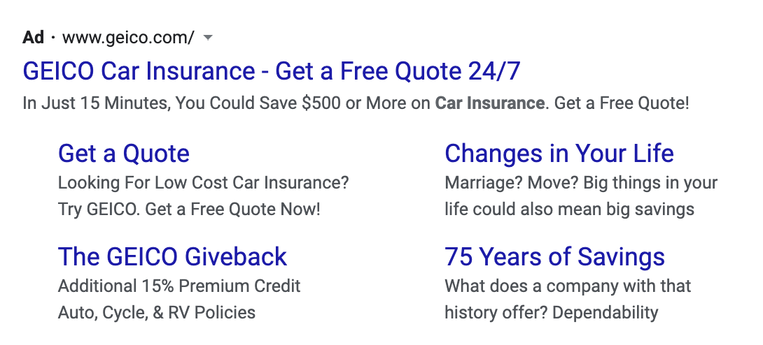 Geico Get a Free Quote 24/7 CTA