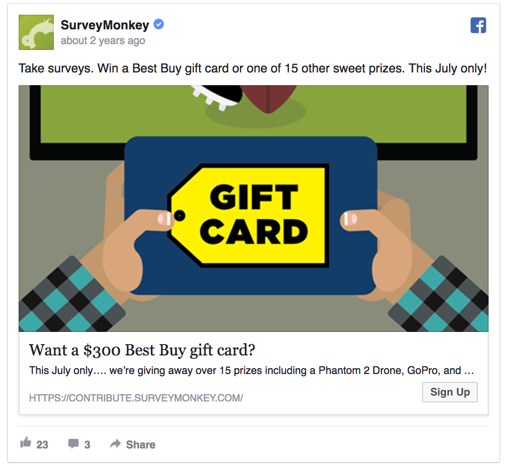 SurveyMonkey’s Facebook contest