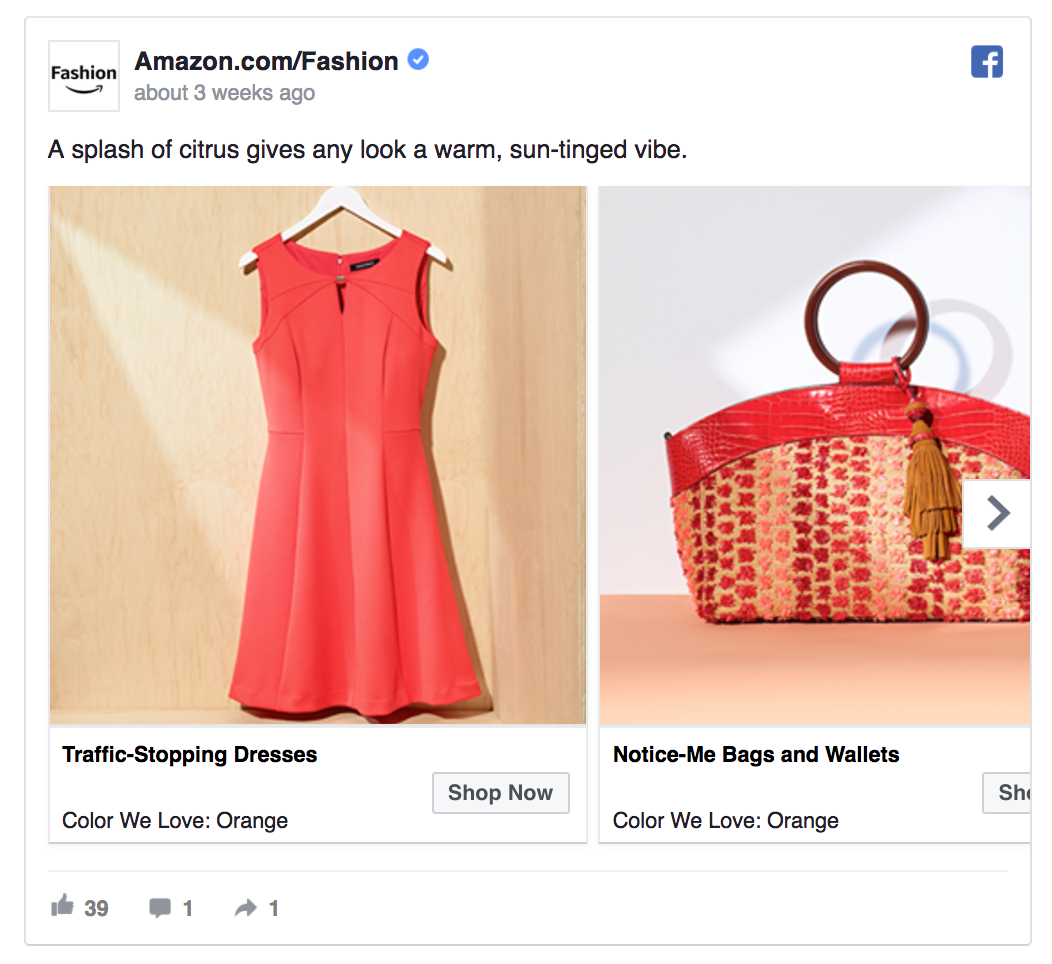 Dynamic ads can also be multi-product Facebook ads
