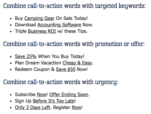 PMCombine CTAs with keywords, promotional offers and a sense of urgency