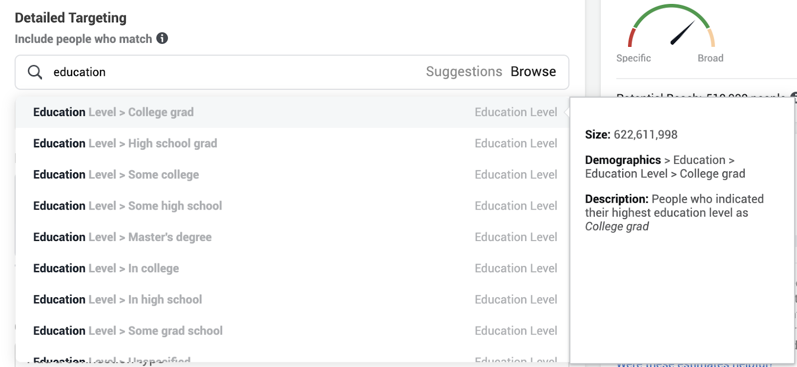 Search under “Education Level”