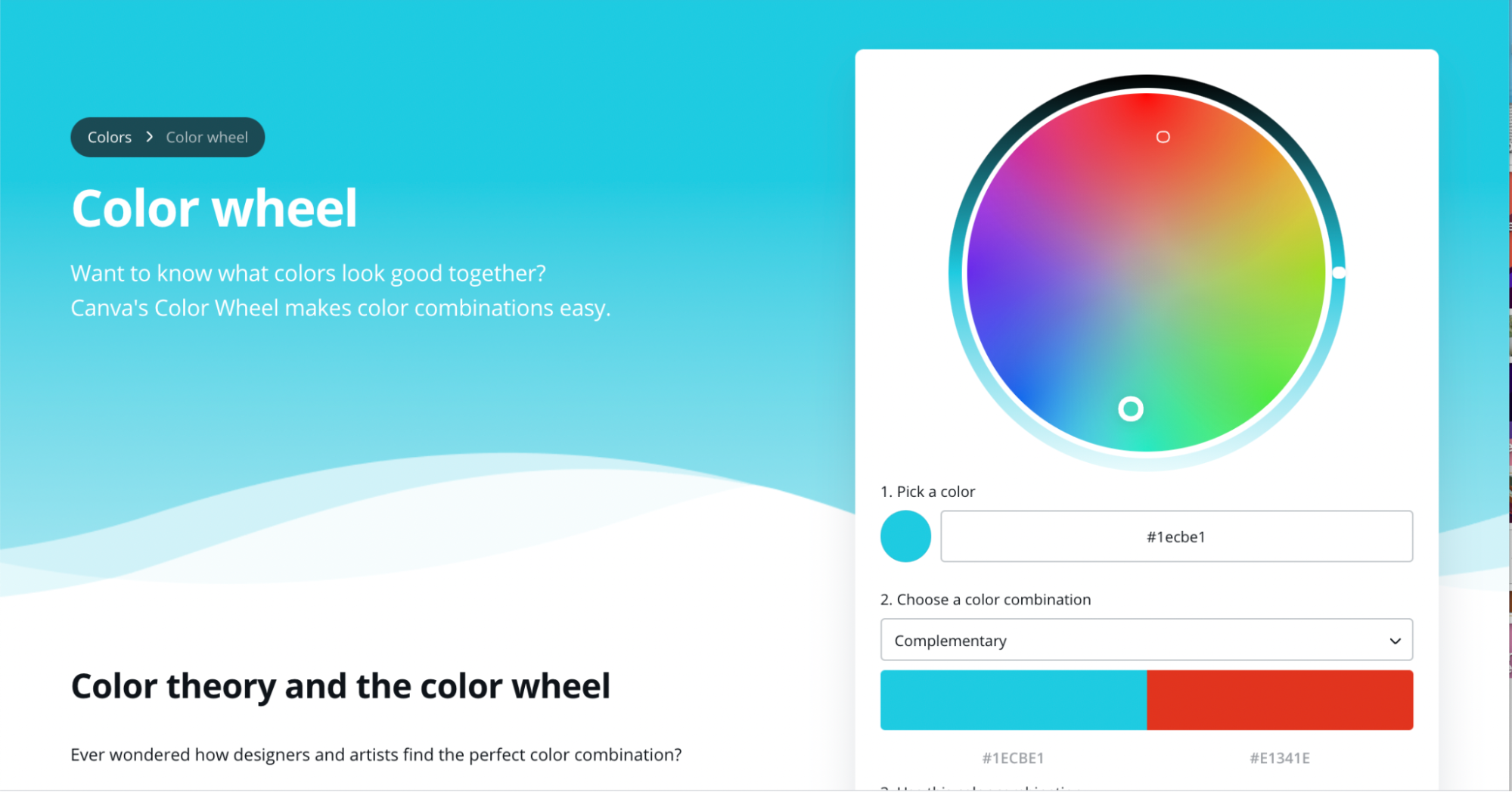 landing page optimization - canva color wheel