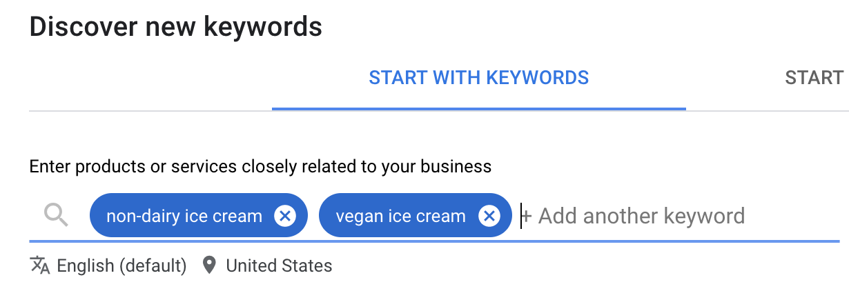 Enter in your keywords into the GKP