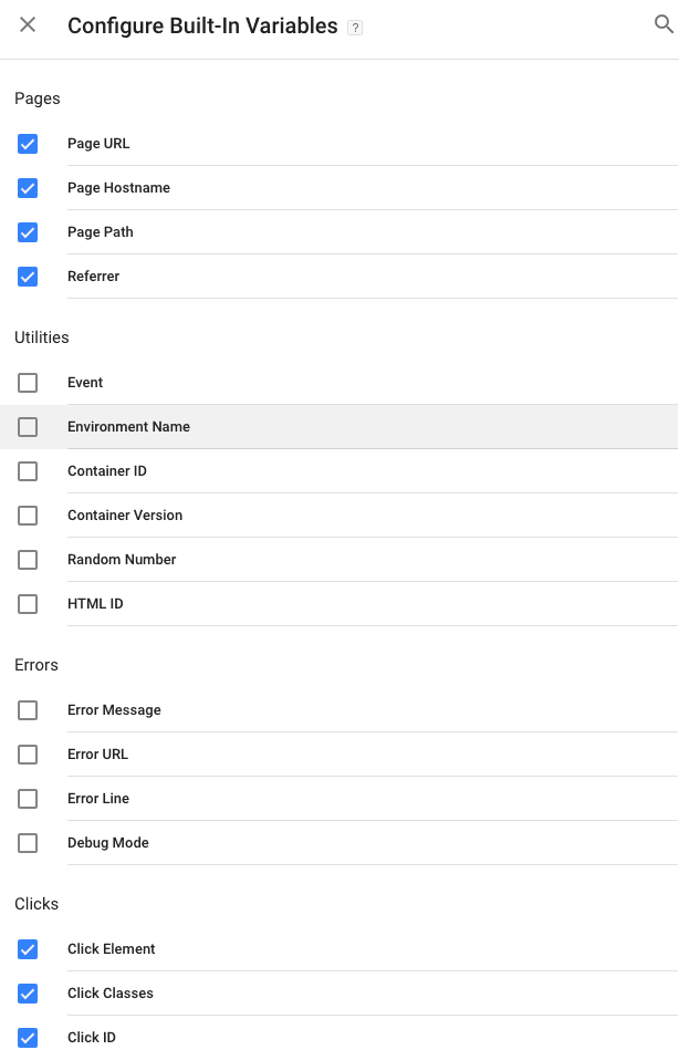 Built-In Variables Google Tag Manager