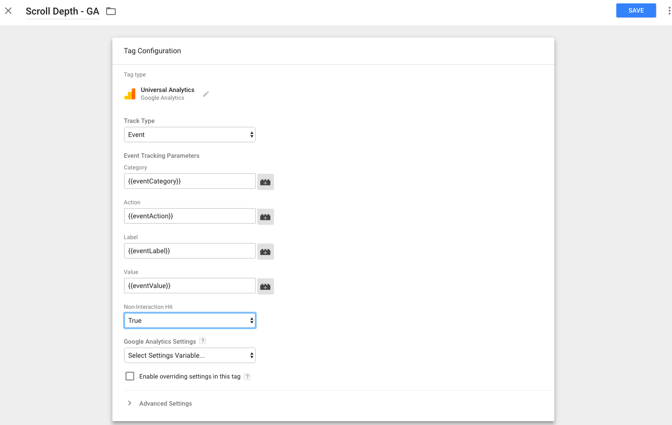 The four variables that you created are added into the tracking parameters.