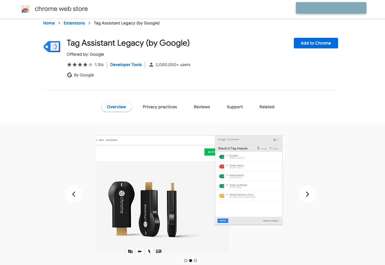 Tag Assistant in the Chrome Store. 