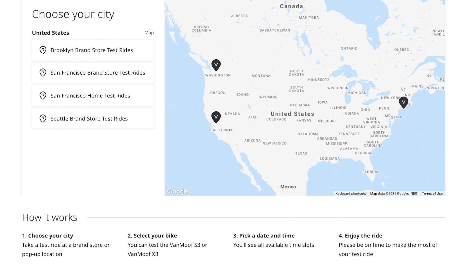 Book a test ride process. If I liked bicycles, I would totally book one