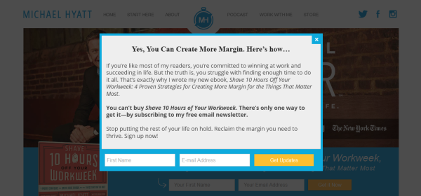 The only way to get Michael Hyatt's ebook is by entering your email.