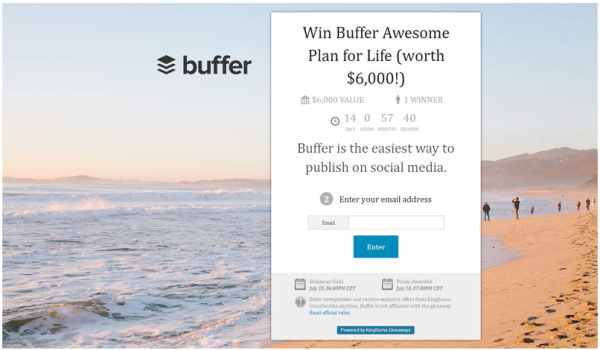 Buffer: Use an incentive to get subscribers.