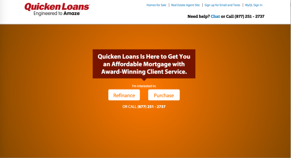 Quicken Loans: With only two options, you find what you need very quickly.