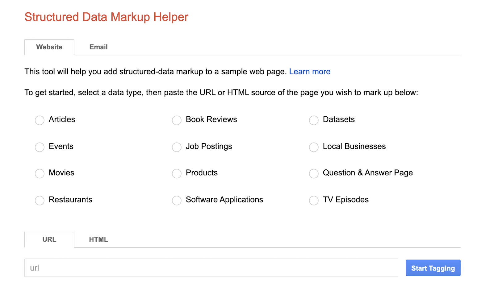 50 SEO Tools - Structured data markup helper - start tagging