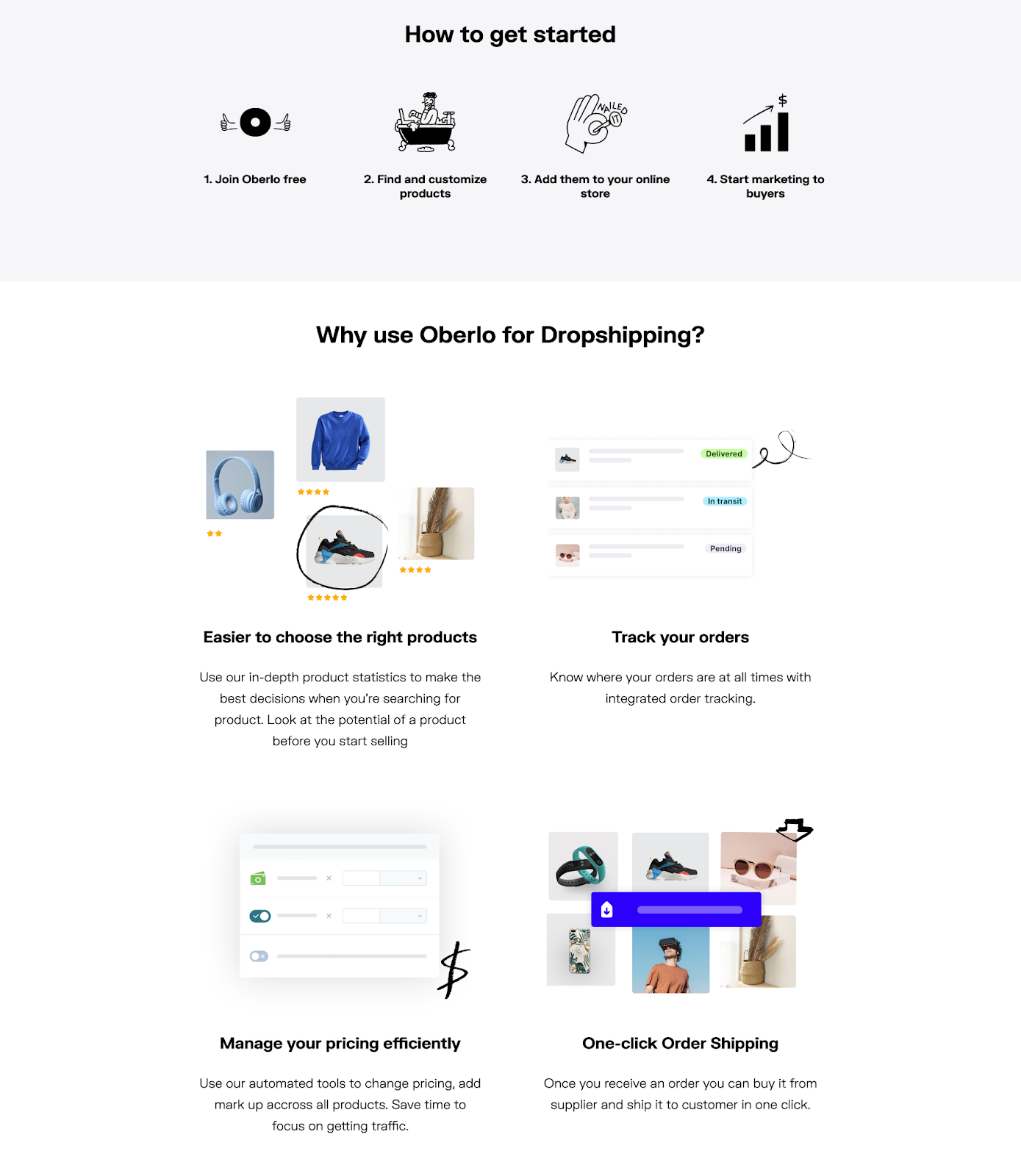 B2B landing pages - oberlo visuals